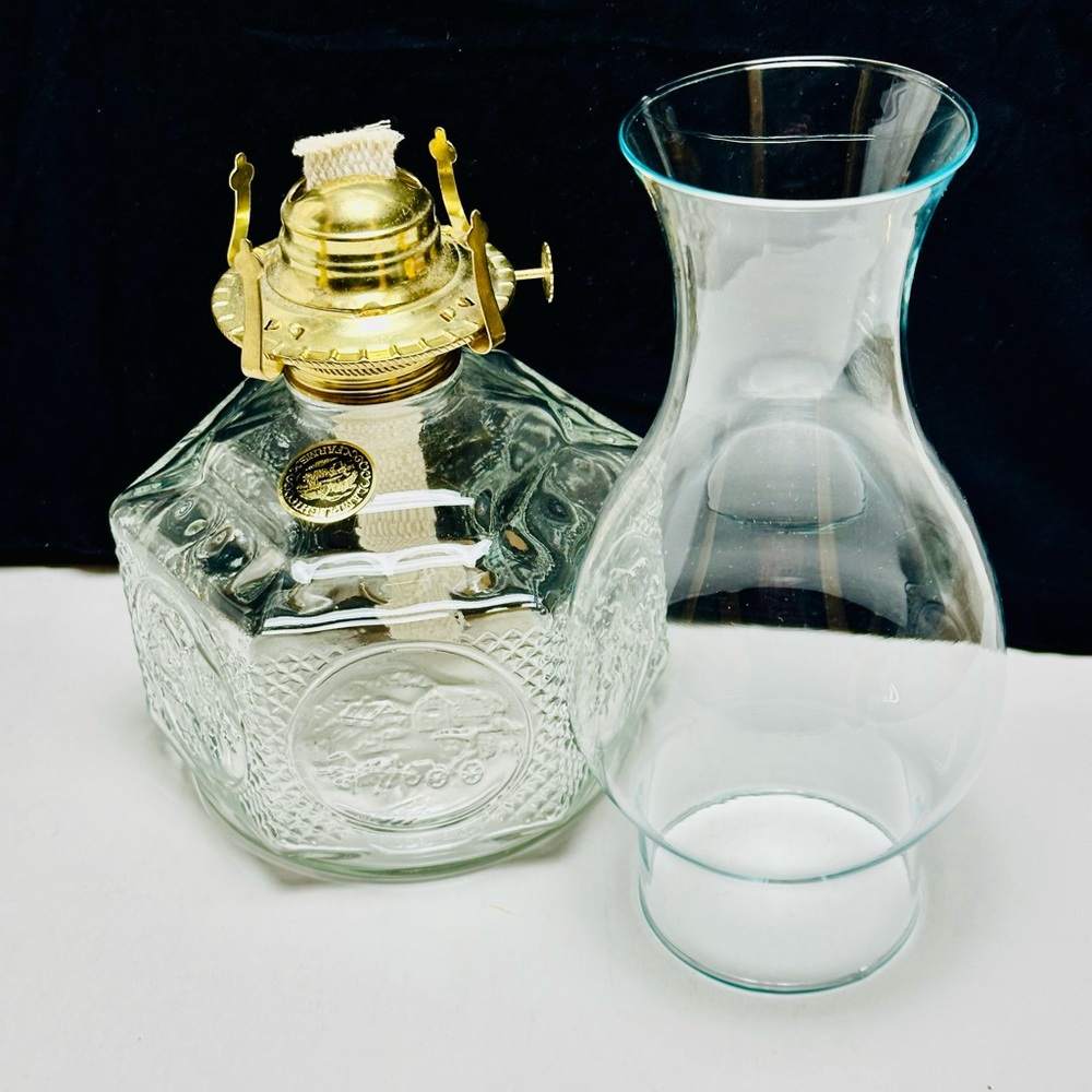 Vintage Lamplight Farms Oil Lamp Kerosene Glass Hexagon Horse & Buggy Heritage - Picture 6 of 10